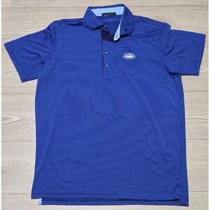 Greyson Golf Polo Shirt Large Blue Stripe Wolf Nor'Easter Logo
